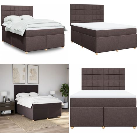 Giroletto a Molle con Materasso Marrone Scuro 140x200cm Tessuto - Materasso a molle insacchettate - Letto a molle
