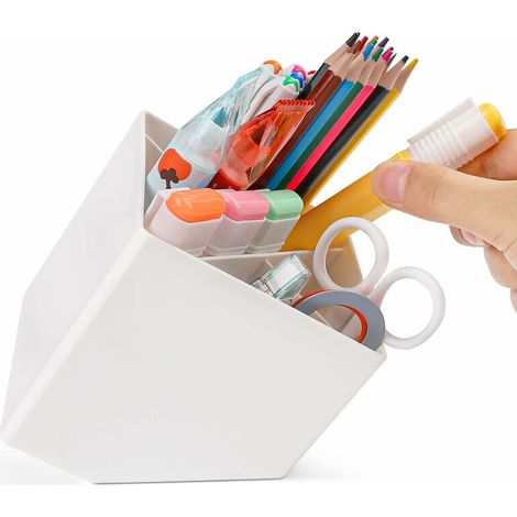 Porte - stylo, tasse à crayon en plastique à angle unique pour Bureau 5 positions porte - pinceau de maquillage grande capacité papeterie organisateur mode boîte de rangement Étudiant Bureau minimalis (1/5)
