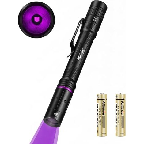 P66 3W Mini Lampe Torche UV LED Puissante 365nm Lumière Noire Très Petit pour Peinture, Minéral, Fluoresceine, Détecteur D'urine, Détection d'argent avec 2 Pièces Batterie AAA (1/5)