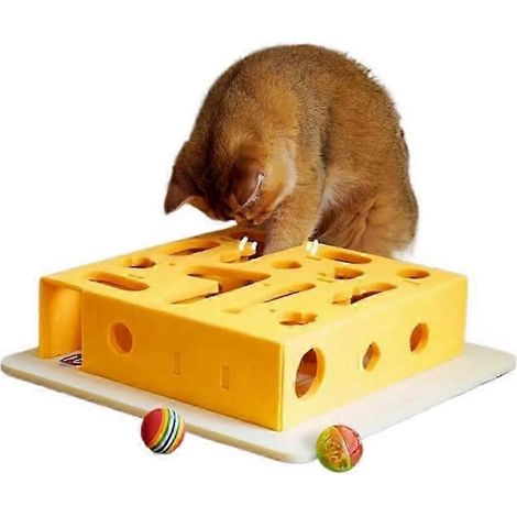 Intelligenz-Labyrinth für Katzen, interaktives Katzenspielzeug mit Glöckchen und Regenbogenbällen