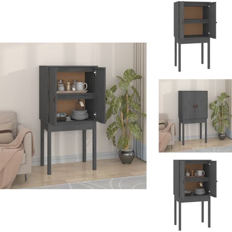 Buffet haut Gris 60x40x120 cm Bois massif de pin - Buffet - Meuble De Rangement - Armoire - Bois Massif - Pin (1/5)