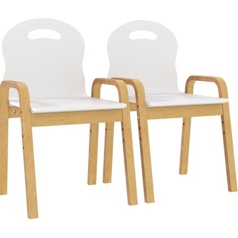 CHICFURN Lot de 2 chaises enfant réglables 39 x 34 x 61,5 cm en bois blanc, empilables (1/5)