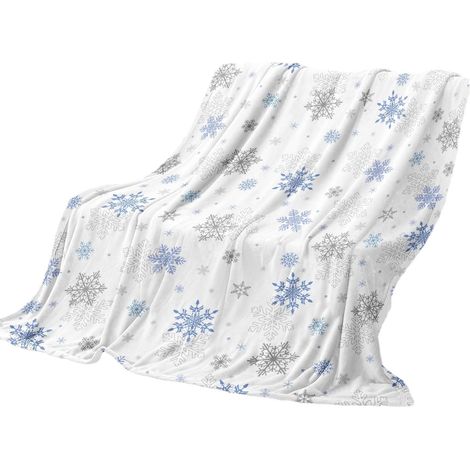 Plaid De Noël - Motif Flocon De Neige - En Polyester Doux Et Chaud - Pour Canapé Lit Ou Décoration Festive - 130 X 100 Cm (1/5)