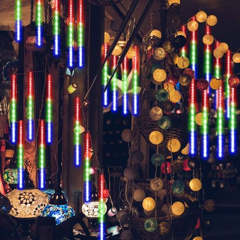 Guirlande Lumineuse Météore - 8 Tubes LED SMD2853 - Effet Pluie Étoilée - IP65 Étanche - 30 cm ou 50 cm - 192 à 288 LED - 4 m - Blanc Chaud Bleu Blanc Multicolore (1/5)
