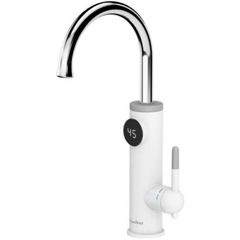 Robinets de cuisine en acier inoxydable avec chauffe-eau instantané, affichage numérique LED, robinet électrique de cuisine, rotation à 360 °, mitigeur de cuisine 220 V 3200 W, robinet d'évier blanc