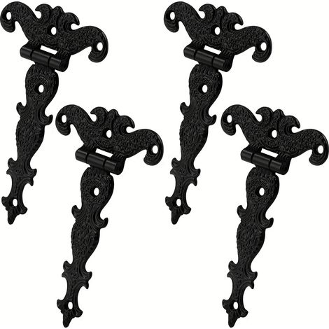 Charnières en T en 4 pièces, quincaillerie de charnière robuste, adaptées aux portes de grange, vis incluses. (1/5)
