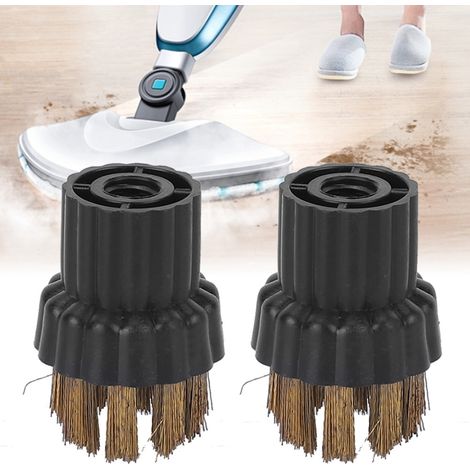 Ersatz-Kupferbürstenköpfe für Steam Mop X5 – 2 Stück, schwarz/gelb, Kunststoff/Kupfer, langlebig (1/5)