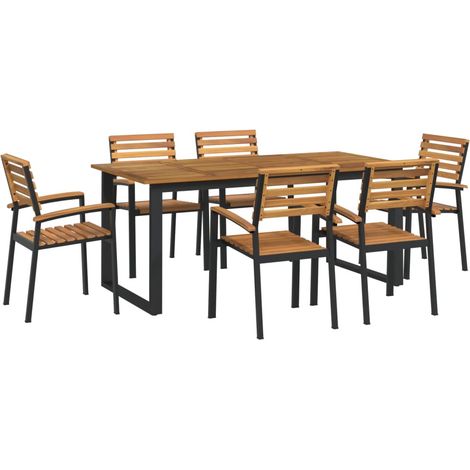 Maison Exclusive - Set Pranzo da Giardino 7 pz Legno Massello di Acacia e Metallo
