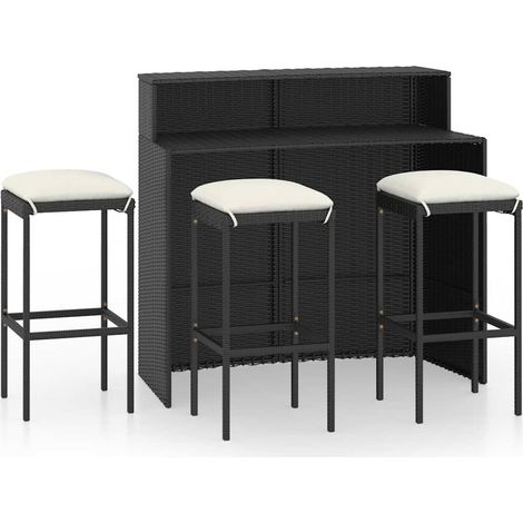 Maison Exclusive - 4-tlg. Gartenbar-Set mit Kissen Schwarz