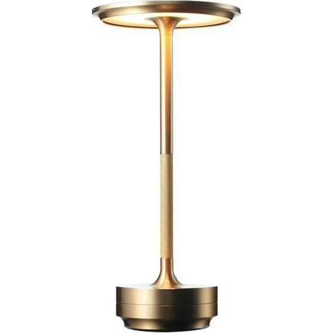 Lámpara de mesa inalámbrica, regulable, resistente al agua, de metal, recargable por USB (dorada) -xx-haoyi