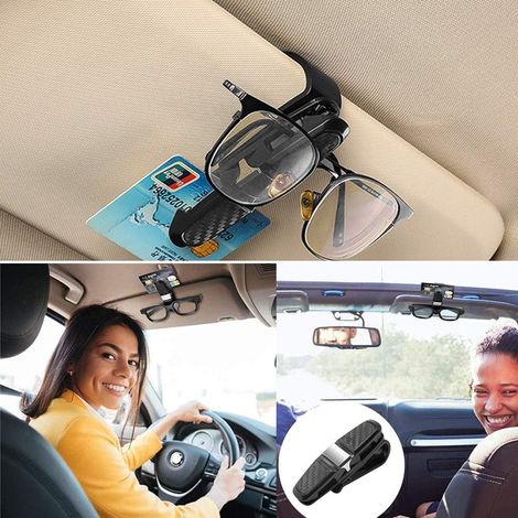 Lot de 2 porte-lunettes de voiture, porte-lunettes, porte-billets rotatif, clip pour cartes, convient pour le rangement des l (1/3)