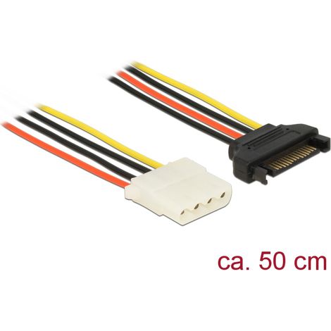Delock Power Cable SATA 15 pin male  4 pin female 50 cm