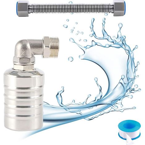 Reno – Válvula de flotador automática de acero inoxidable 304 – Regulador de nivel de agua para depósitos – Compatible con sistemas de suministro de agua (1/5)
