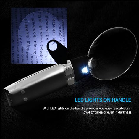 Lupa de escritorio portátil, con aumento de 20X/30X e iluminación LED para lectura, ideal para personas mayores con problemas de visión (batería no incluida).