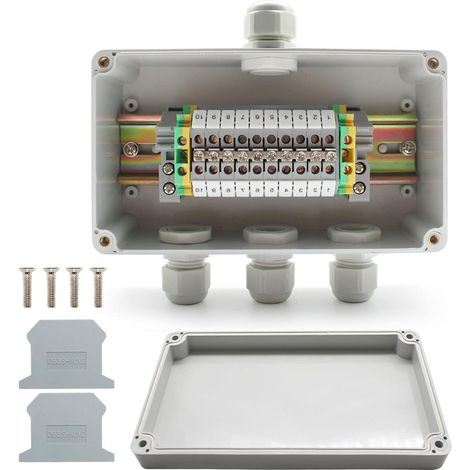 Boite de Derivation Exterieur, IP66 Boîte de Jonction Etanche 155x90x60mm Kit de Bornier Universel, Avec Bornier Rail DIN, pour Projets D'automatisation, Garages, Projets de Bricolage (1/5)