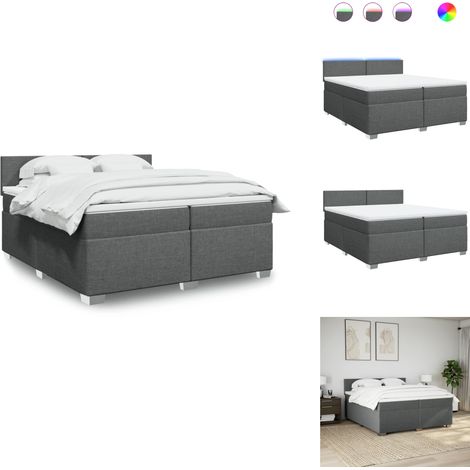 Sommier à lattes de lit avec matelas Gris foncé 200x200cm Tissu - Lit Plateforme - Lit Design - Lit Moderne - Lit Double - Sommier Tapissier (1/5)