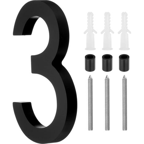 5 Inch Modern House Number, Acrylic Floating House Number For Outside Address Sign For House With Nail Kit For Mailbox Yard Home Front Door (Number 3, Matte Black) (1/5)
