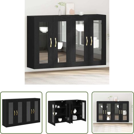 Holzschrank - Wandschränke 2 pcs Schwarz Eichen-Optik 69,5 x 34 x 90 cm (1/5)