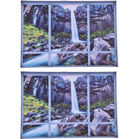 Paysage cascade autocollant mural 3D fenêtre factice pour salon hôtel salle de bain (1/5)