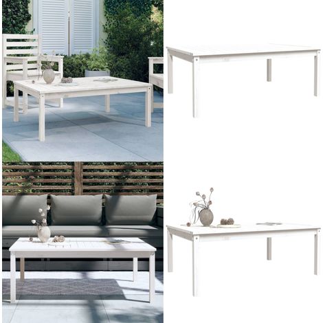 Tavolo da Giardino Bianco 121x82,5x45 cm Legno Massello di Pino - Tavolo da esterno - Tavolo da patio