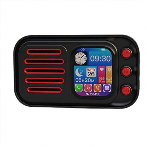 Enceintes HiFi sans fil Bluetooth rétro portables avec écran tactile, radio FM, caisson de basses, réveil et affichage des paroles, B (1/5)