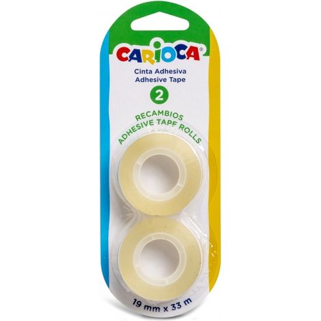 Carioca ADHESIVE TAPE - Nachfüllungen de transparentes Blisterband. Enthält 2 Rollen of Nachfüllungen of 19mm x 33m, ideal zum Radieren auf Papier und Karton, da es nicht über theZeit vergilbt.