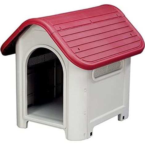Caseta de Resina para Perros  75x60x66 cm  Techo a Dos Aguas  Casa Amplia  Uso exterior  Resistente y Duradera (1/5)