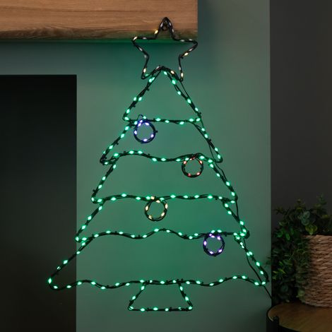 60cm x 46cm Light up FlexiBrights Christmas Tree Silhouette with 164 Multi-Coloured LEDs (1/5)