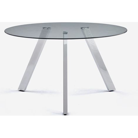Mesa redonda de diseño moderno de cristal de 130 cm con patas de metal Orun