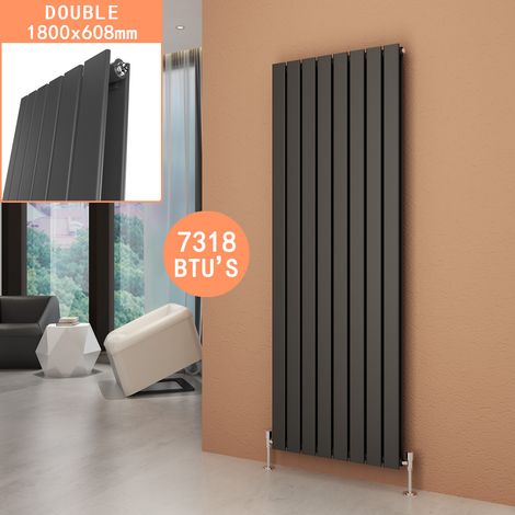 ELEGANT 1800 x 608 mm Vertical Designer Radiator Anthracite Double Flat Panel Column Tall Upright Central Heating Radiators (1/5)