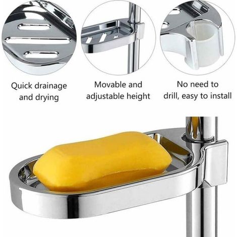 Porte-savon - Acier Inoxydable - Pour Barre De Douche 25 Mm - Réglable - 2 Pièces - 16.2x8.8 Cm (1/4)