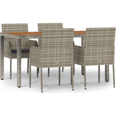Salon de jardin 5 pcs - Mobilier de jardin - Ensemble Table à manger + 4 chaises avec coussins Gris Chic-942820 (1/5)