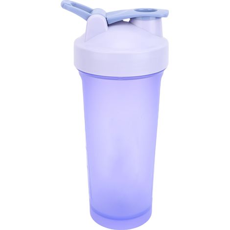 Bouteille d'eau de 600 ml avec fouet et graduation, gourde avec shaker à protéines en acier inoxydable et boule mélangeuse pour le sport et le fitness (violet). (1/5)