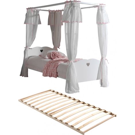 MILADY - Lit à Baldaquin 90x200cm avec Rideaux + Sommier (1/2)