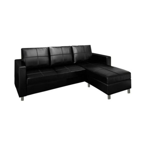 Divano 3 posti con pouf reversibile dx/sx in ecopelle nero 205cm Sicorage Sufly