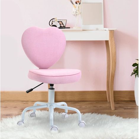 MEUBLIV Chaise de bureau pivotante 40x50x89 cm rose – dossier cœur, sans matelas (1/5)