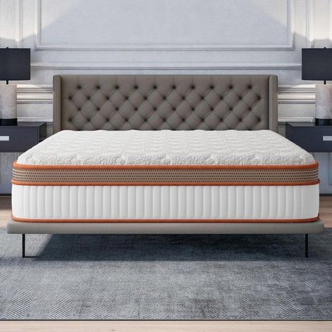 Matelas 140x200 cm Premium - Ep 26 cm, 8 Zones de Confort, Hybride - Ressorts Ensachés + Mousse mémoire de Forme (1/5)