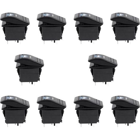 10 interruptores basculantes de 5 pines para coche/barco con luz LED azul y bocina, 12V/20A 24V/10A, 5 pines