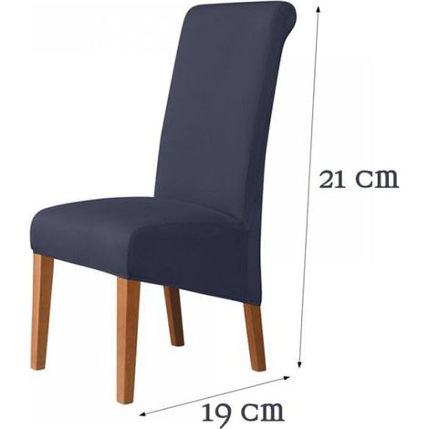 Housse De Chaise - Dossier Haut - Tissu Soie De Lait - Bleu Marine - Élastique - 1 Pièce (1/5)