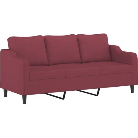 Divano a 3 Posti  Sofa Rosso Vino 180 cm in Tessuto (1/5)