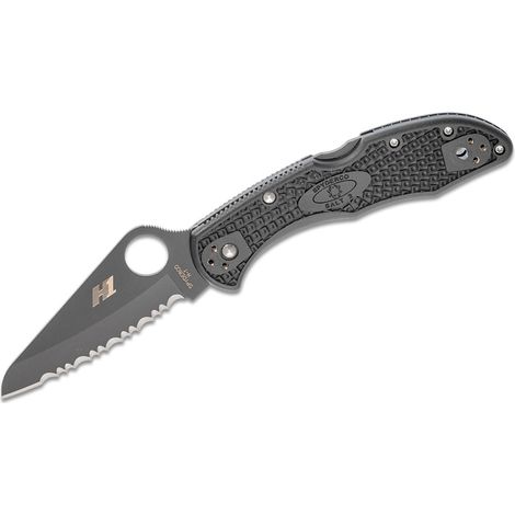 Coltello pieghevole Spyderco salt 2 acciaio H-1 lama seghettata chiusura