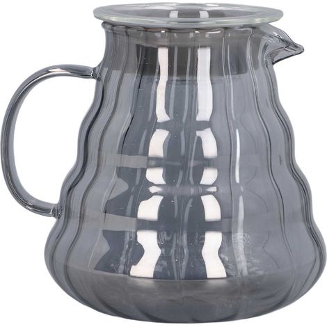 Carafe à Café en Verre 700ml avec Filtre - Cafetière à Drip Manuelle, Design Rayures Grises Électroplaqué, 8.4 x 14 cm (1/5)