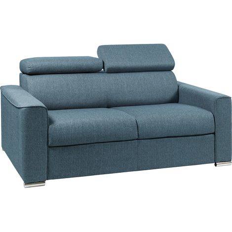 Divano letto 2 posti express in tessuto blu con seduta memory foam Letto 120 cm Materasso 14 cm - VIZIR (1/3)