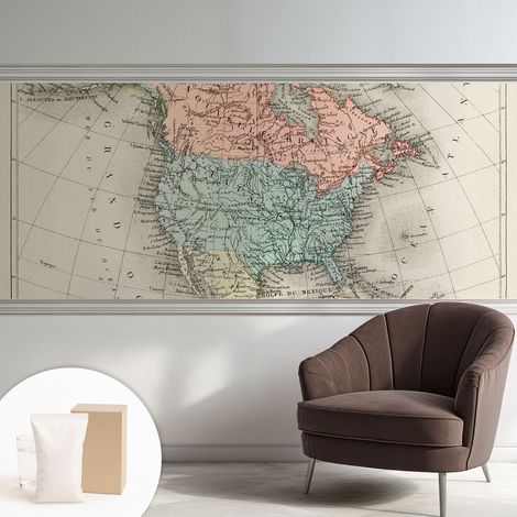 Carta Da Parati In Vlies - Fotomurale - Decorazione Paretie - Per Camera Da Letto - Per Soggiorno - Con Colla Gratuita Mappa storica 250x104 cm (1/5)