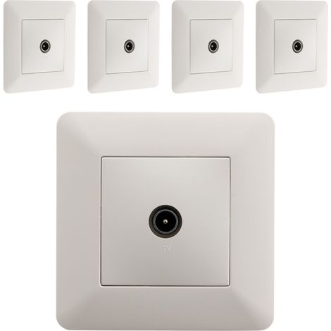 Lot de 5 prises TV Ø9,52mm Blanc - Artezo