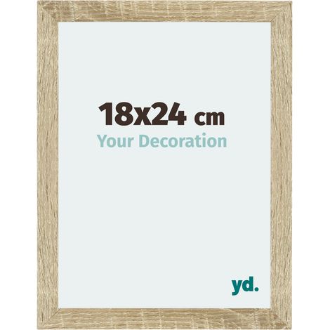 Your Decoration - 18x24 cm - Cadres Photo en MDF Avec Verre acrylique - Anti-Reflet - Excellente Qualité - Chêne Sonoma - Cadre Decoration Murale - Mura.
