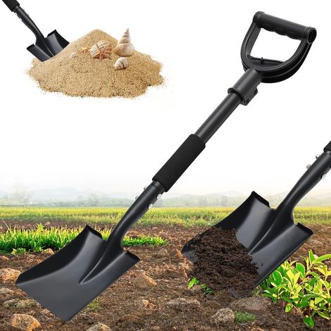 Pelle de jardin avec manche 77 cm Bêche robuste pour creuser, bêche de jardin, pelle carrée en métal pour le jardin, pelle de plage, pelle à neige de voiture (1/5)