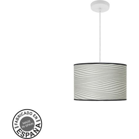 Colgante moda 1xe27 blanco/surco gris regx30x30cm