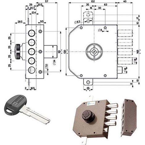 Serrure Sic.Triplex Droite Pompe Scr. 30631 Mottura