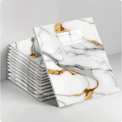 (10 Stück, 30×30 cm, Q024) Selbstklebende Wandaufkleber für Fliesen, Marmorstruktur, Wanddekoration, PET-Material, geeignet für Küchen, Badezimmer, Kamine und Waschküchen.